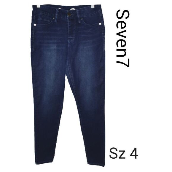 Seven7 Women's Jeans 4 Mid Rise Blue Denim Booty Shaper Stretch Jeans Sz 4 - Picture 1 of 8